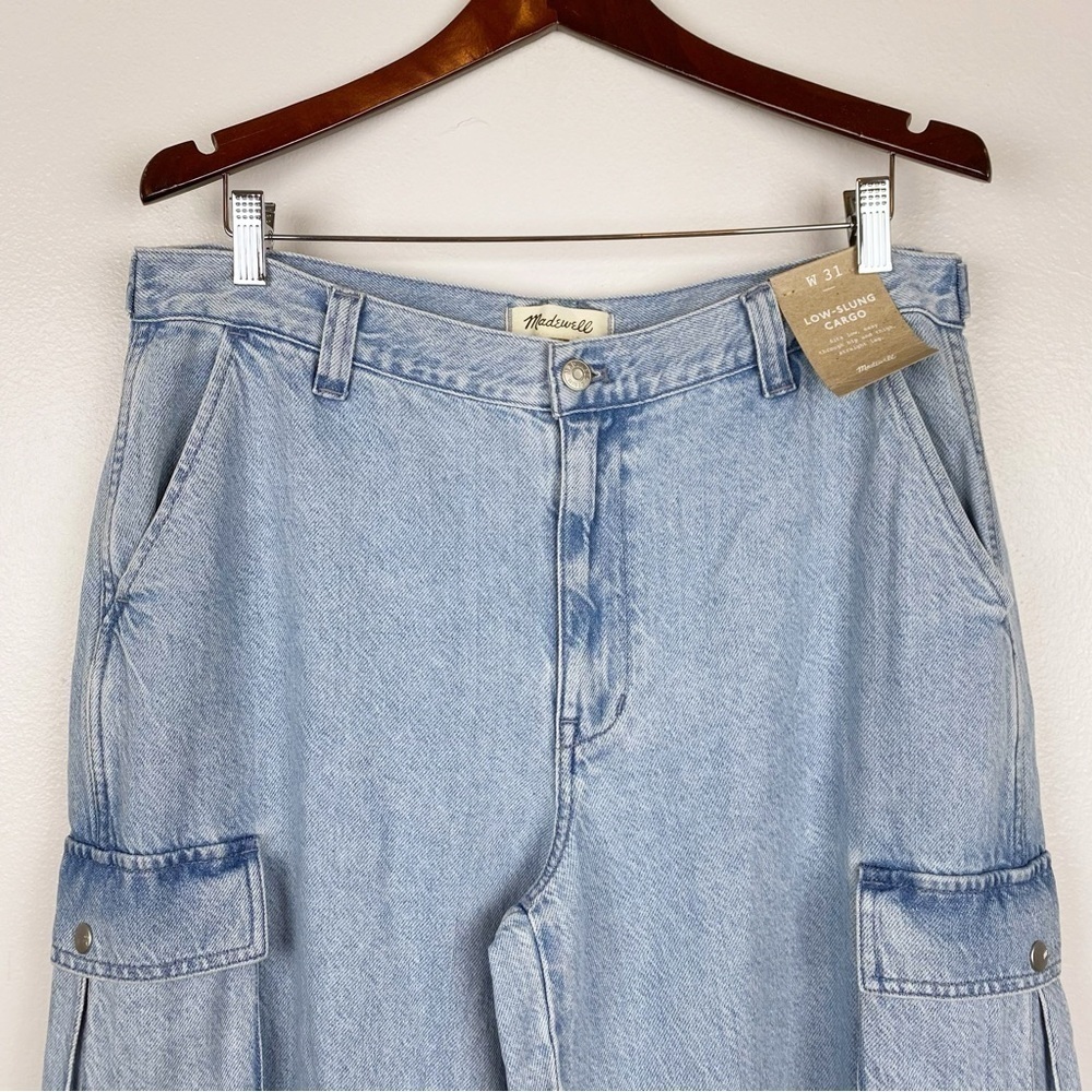 Madewell Low Slung Slouchy Straight Cargo Pocket Jeans Coleman Wash Size 31 NWT - Picture 6 of 13